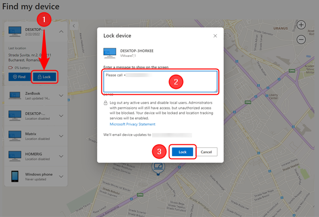 Remotely locking a Windows device