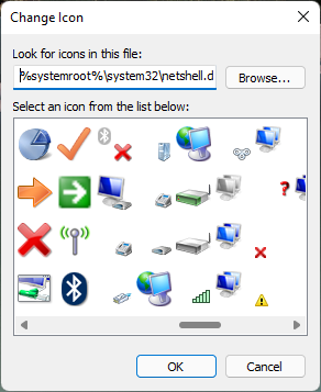 Icons stored in the netshell.dll file
