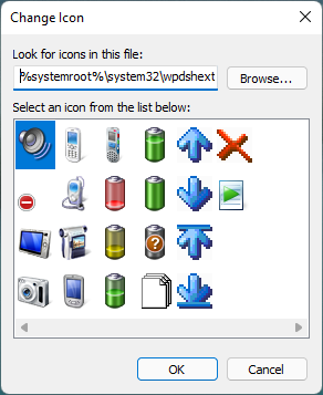 Icons stored in the wpdshext.dll file
