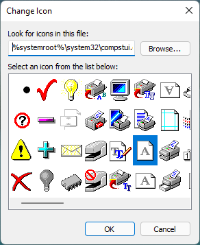 Icons stored in the compstui.dll file