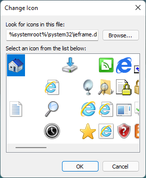 Icons stored in the ieframe.dll file