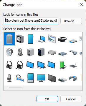 Icons stored in the ddores.dll file