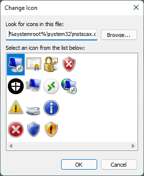 Icons stored in the mstscax.dll file