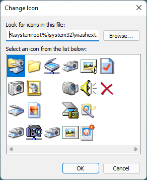 Icons stored in the wiashext.dll file