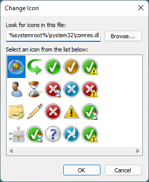 Icons stored in the comres.dll file
