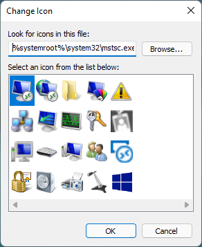 Icons stored in the mstsc.exe file