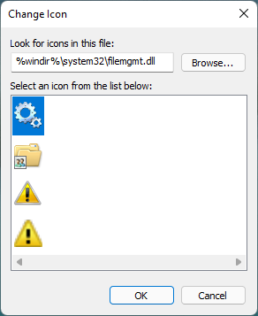Icons stored in the filemgmt.dll file