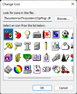 Icons stored in the pifmgr.dll file