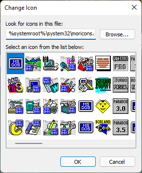 Icons stored in the moricons.dll file