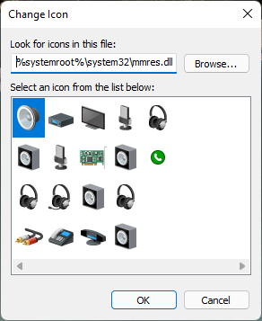 Icons stored in the mmres.dll file