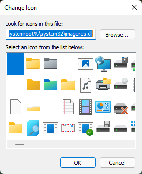 Icons stored in the imageres.dll file
