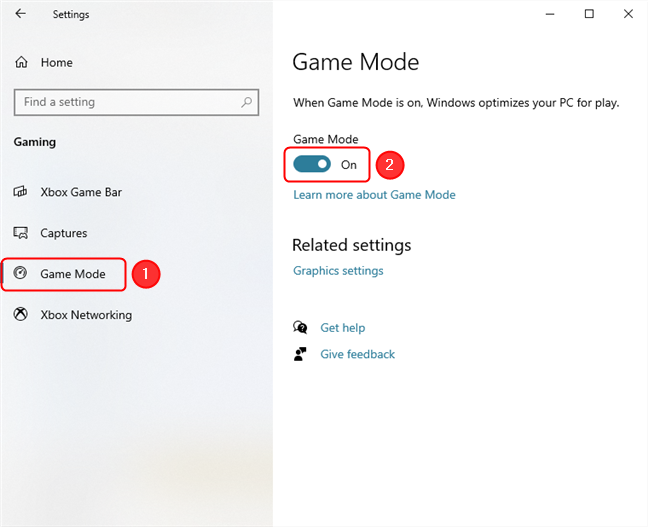 Enabling Game Mode in Windows 10