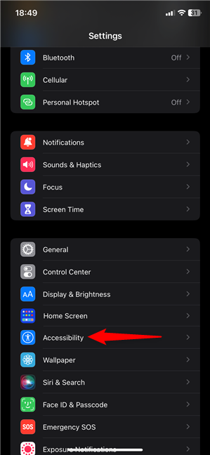 Go to the Accessibility settings