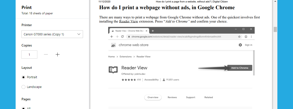 How to print an article without ads in all major browsers