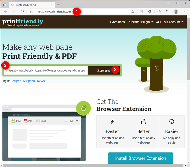 Paste the page's URL on printfriendly.com