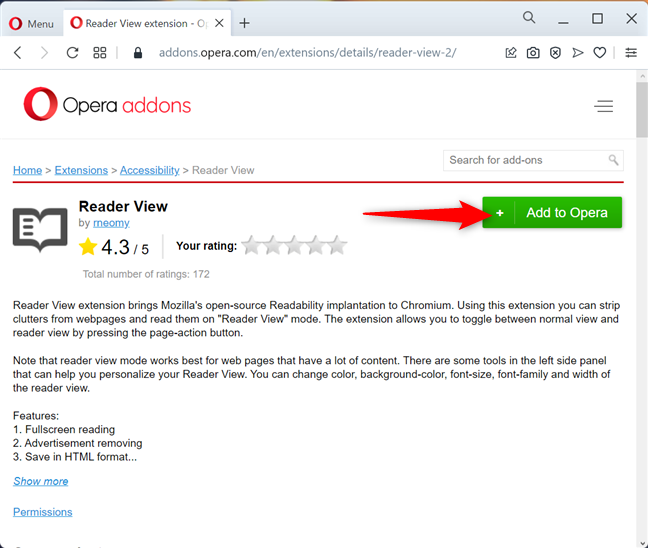 Install Reader View for Opera