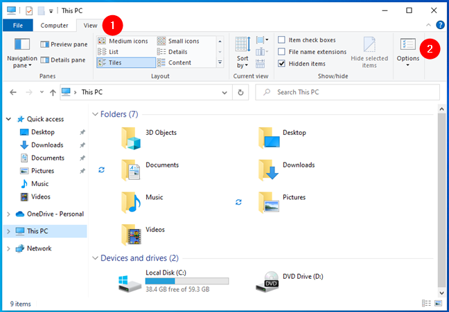 How to open Folder Options in Windows 10â€™s File Explorer