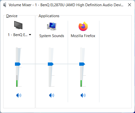The classic Volume Mixer in Windows 10 and Windows 11