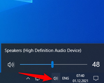 The Windows 10 volume control slider