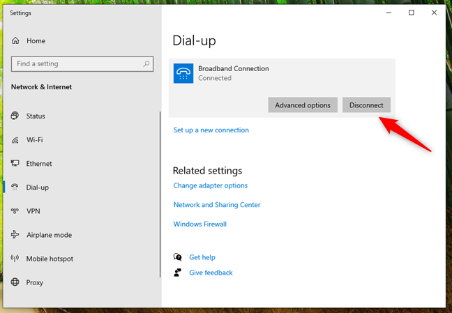 Disconnecting from the PPPoE connection