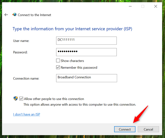 Initiating the PPPoE connection