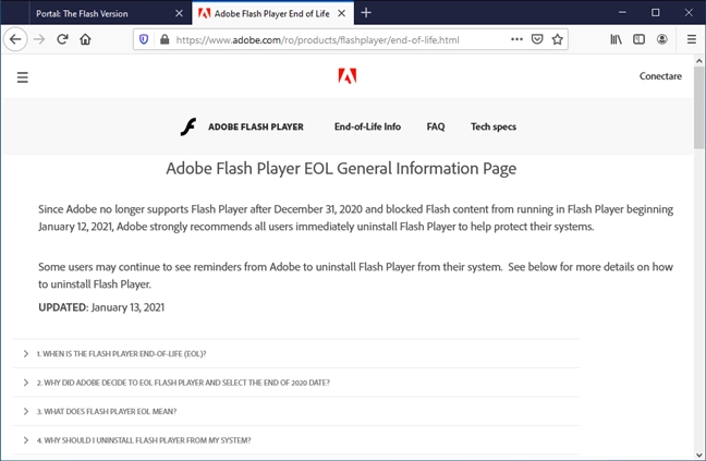 Adobe Flash Player EOL 2021