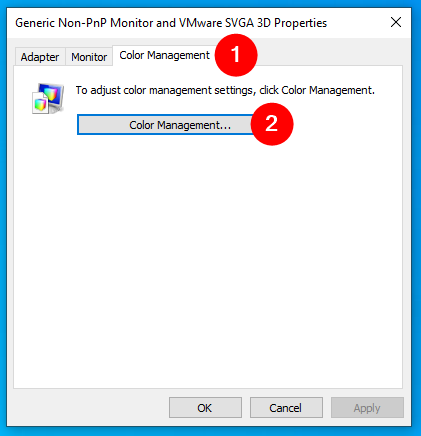 The Color Management button in the Properties window