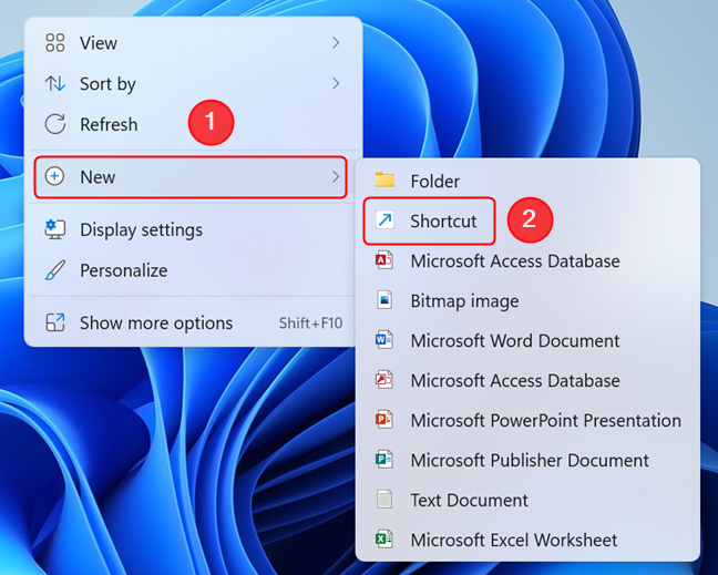 Open the right-click menu to create a shortcut