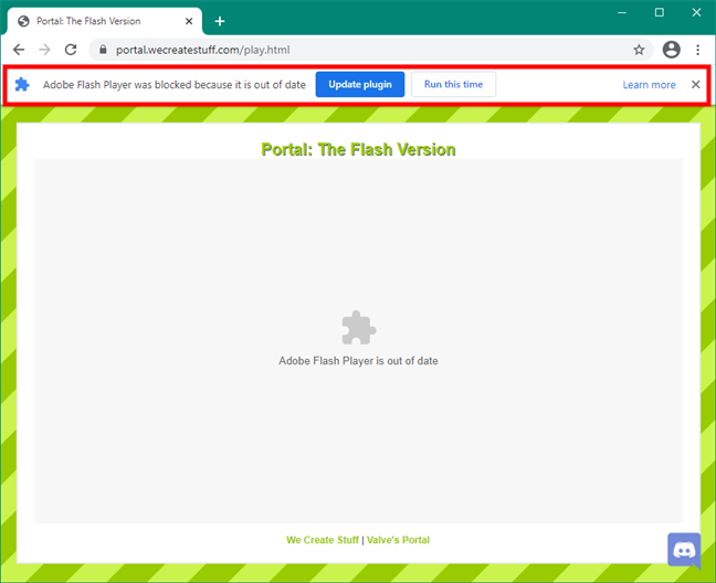 Adobe Flash Player was blocked because it is out of date