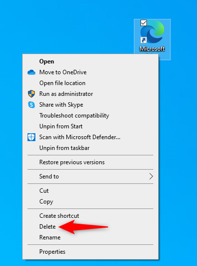 How to delete desktop shortcuts from the contextual menu in Windows 10