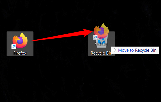 How to delete desktop shortcuts by dragging and dropping them to the Recycle Bin