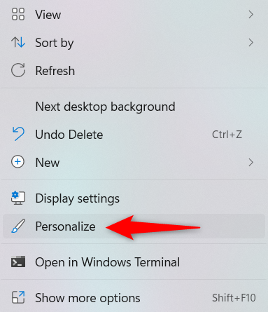 Access Personalize in Windows 11