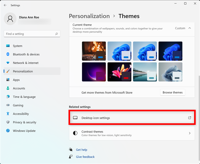 Access Desktop icon settings