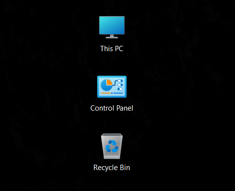 The desktop icons are now shown