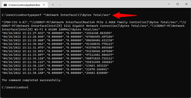 How to check the network traffic in Command Prompt