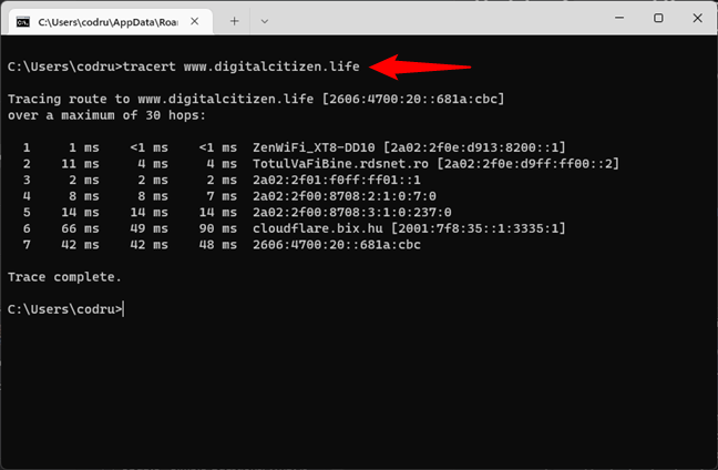 How to traceroute in CMD (tracert)