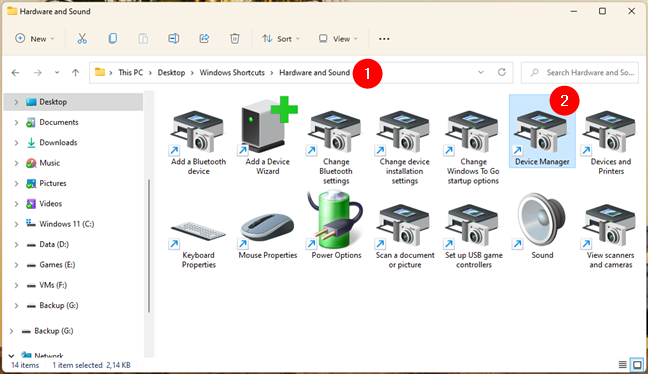 A Device Manager shortcut created by Digital Citizen