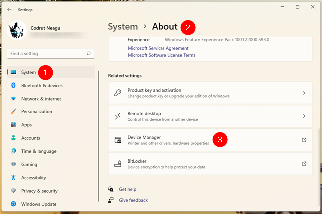 Device Manager shortcut in Windows 11's Settings