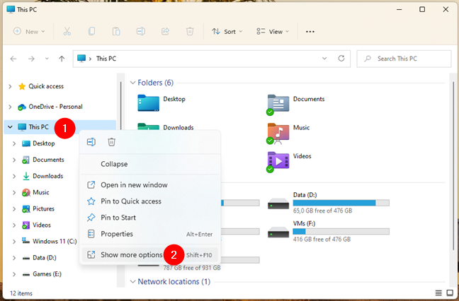 Show more options for This PC in Windows 11
