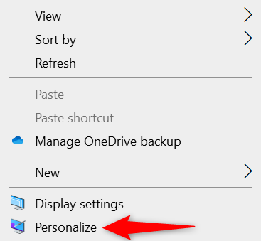 Access Personalize in Windows 10