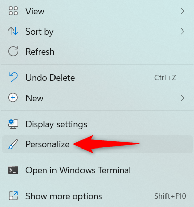 Access Personalize in Windows 11