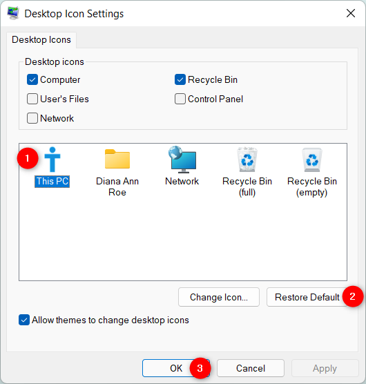 How to reset desktop icons to default in Windows 11