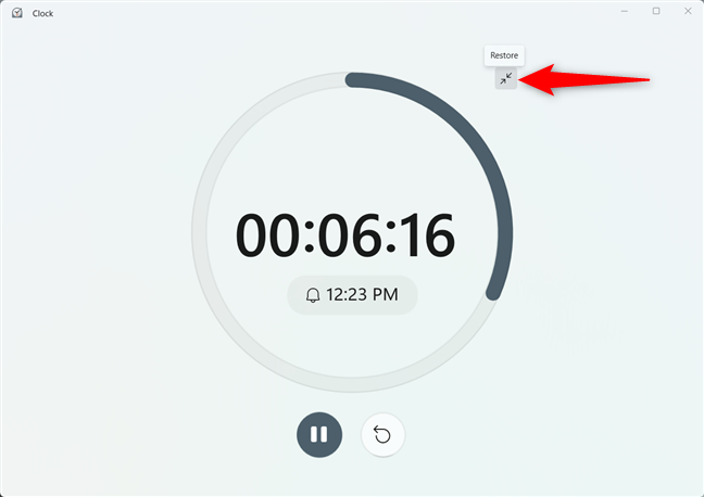 Press to Restore your timer to its usual size