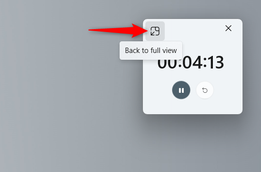 Press Back to full view to return to the Timer tab