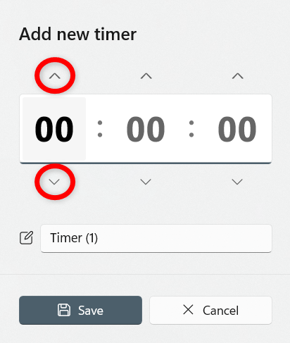 You can use the arrows next to each value to set a timer