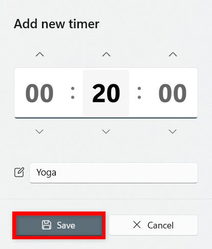 Press Save to finish adding a new timer