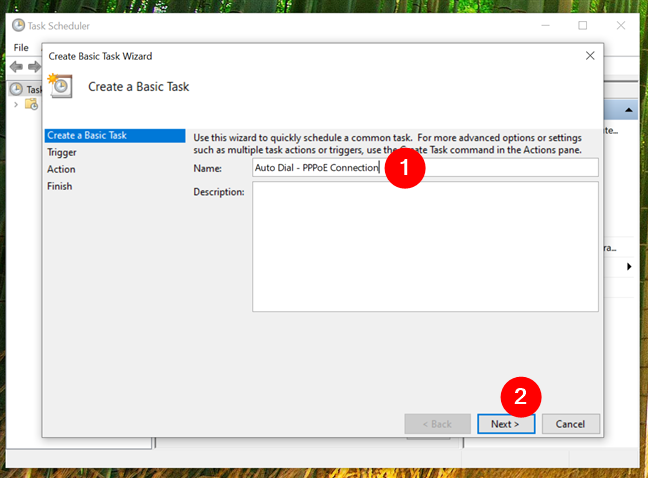 Choosing a name for the PPPoE auto-connect task