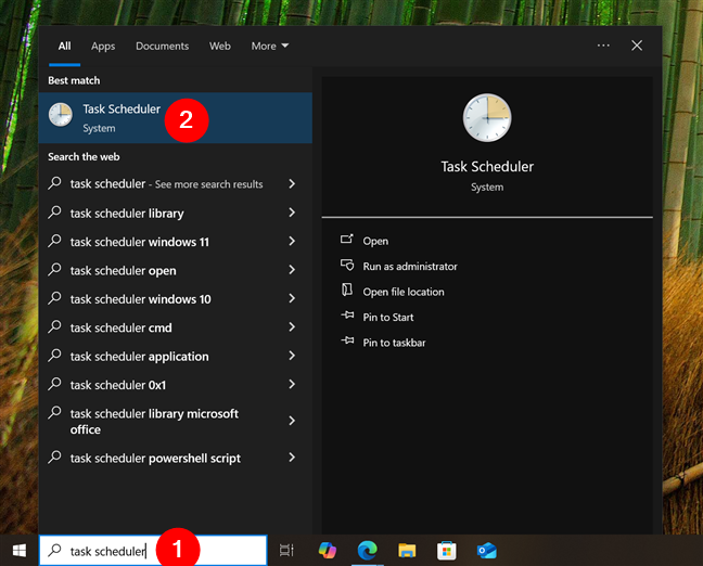 Open the Task Scheduler using search