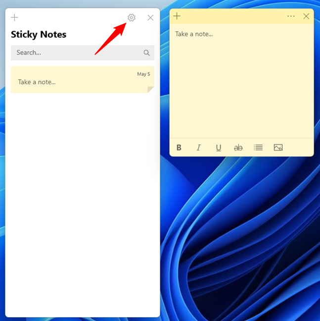 Access the Sticky Notes Settings in Windows 11