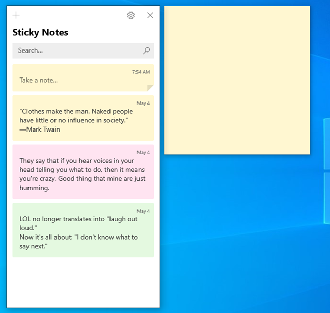 The Sticky Notes app syncs all your notes